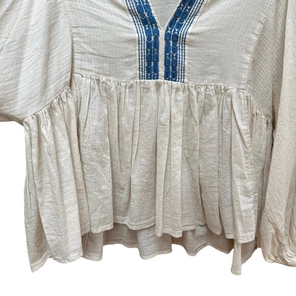 NWOT Banana Republic Blouse Embroidered Babydoll Peplum Peasant Boho Large - Picture 4 of 8